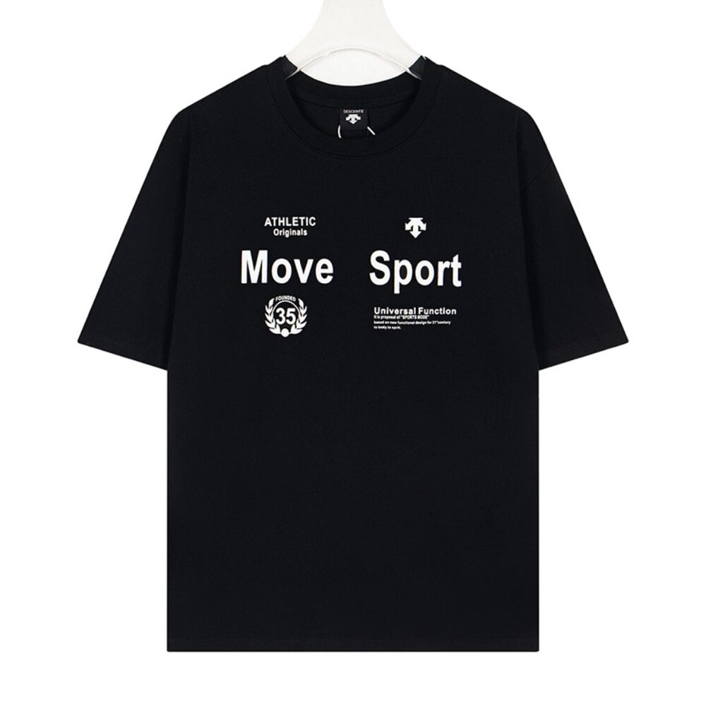 Descente Black Short-Sleeved T-Shirt With White Letter Print